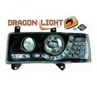 Juego De Faros Proyector LHD LED Dragón Claro Negro Para VW T4 Transporte