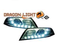 Juego De Faros Proyector LHD LED Dragon DRL Claros Cromados H7 H1 Para Skoda