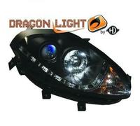 Juego De Faros Proyector LHD LED Dragon DRL Claros Negros Fiat Bravo 07-10