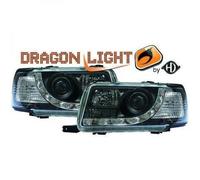 Juego De Faros Proyector LHD LED Dragon DRL Negros Para Audi 80 B4 1991-96