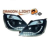 Juego De Faros Proyector LHD LED Dragon DRL Negros Para Ford Fiesta 2002-08