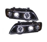 Juego De Faros Proyector LHD Ojos De Ángel Claros Negros Para BMW X5 E53 99-03