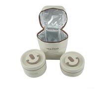 Juego de fiambreras apilables con bolsa de aislamiento al vacío para retención de temperatura, sello de silicona a prueba de fugas y asa de transporte para un fácil transporte (A)