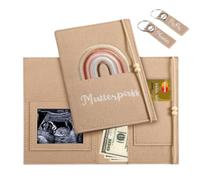 Juego de fieltro del pasaporte de la madre con 2 llaveros juego de pasaporte de la madre personalizado juego de fieltro del pasaporte de Mutterpass Mutterpass aus Filz (blanco grisáceo)