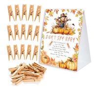 Juego de fiesta de baby shower de Acción de Gracias, no digas bebé, un letrero de 5 x 7 pulgadas y 50 mini clips de pavo de Acción de Gracias, pines de decoración de Acción de Gracias, suministros de