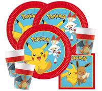 Juego de fiesta de Pokemon, 36 piezas, platos de papel, vasos de papel y servilletas para cumpleaños infantiles