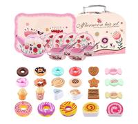 Juego de Fiesta de té - Juego de Cocina | Juegoo de Tazas de té, de Fiesta Teaa para niñas | Juguetes educativos con Estuche de Transporte - de hojalata | para niños de 3 a 6 años, niños,