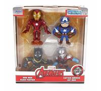 Jada- Pack de 4 Figuras de los Vengadores- Hechos en Metal Fundido, Iron Man, Capitán América, Black Panther, Antzman, de 7cm, A Partir de 8 años (253222014)