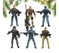 Juego de figuras de acción - Modelo ABS verde de 9 cm, 6 piezas de accesorios militares de mar y aire | Escenario creativo de juego de rol, herramienta histórica de aprendizaje repetitivo, figura en
