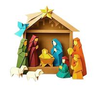 Juego de figuras de belén de papel para niños, hechas a mano, decoración de escritorio, figura de ángel de Jesús, escultura de papel para niños, adultos, fiesta familiar, cumpleaños, hogar, escritorio