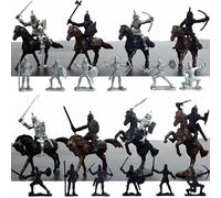 Juego de figuras de caballeros medievales, juego de 28 piezas, caballo y caballería para coleccionistas y aprendizaje educativo de la cultura medieval histórica