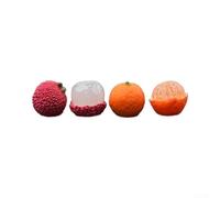 Juego de figuras de frutas realistas, bonitos adornos de resina para el interior del automóvil y el escritorio de oficina, pintadas a mano para mini decoración con puntos (1 juego)