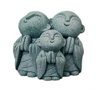 Juego de figuras de monje zen See No Evil Speak No Evil Hear No Evil No Evil Buddha Estatuas de piedra arenisca para el hogar, meditación, jardín, acuario, mesa, oficina, esquina