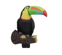 Juego de figuras de pájaros tropicales, estatuas de resina de tucán y guacamayo pintadas a mano en la rama de árbol, esculturas decorativas coloridas para el hogar y el jardín (C)
