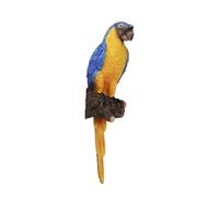 Juego de figuras de pájaros tropicales, estatuas de resina de tucán y guacamayo pintadas a mano en la rama de árbol, esculturas decorativas coloridas para el hogar y el jardín (azul y amarillo)