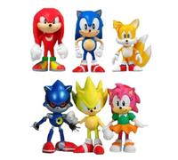 Juego de figuras sónicas de Navidad con Miles, Amy Rose, Metal Sonic, nudillos y amigos