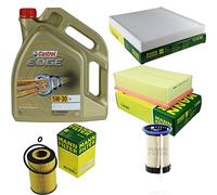 Juego de filtros de 5 litros de aceite de motor EDGE Titanium FST 5W-30 LL MANN-FILTER Filtro de cabina Filtro de combustible Filtro de aire Filtro de aceite