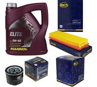 Juego de filtros de 5 litros Mannol Aceite de motor Elite 5W-40 API SN/CF SCT Germany Filtro de aire Filtro de aceite Filtro de combustible