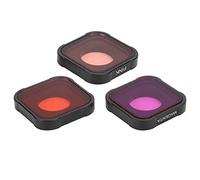 Juego de Filtros de Buceo con Lente de Filtro de Cámara 3 en 1, Filtro de Lente Rojo/Rosa/púrpura, Juego de Filtro de Buceo Submarino con Lente de Vidrio óptico, Cubierta Protectora, para Go Pro