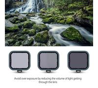 Juego de filtros de densidad neutra de cristal óptico TELESIN ND4/8/16 ND Fader, compatibles con GoPro Hero 5 y 6.