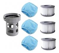 Juego de filtros de repuesto para spas MSPA, juego de 7 piezas con soporte y bolsas de malla, cartucho de PVC lavable para jacuzzis inflables
