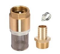 Juego de filtros de succión de 1/2", filtro de succión de latón para mangueras de 1/2", válvula de pie con válvula antirretorno, cesta de succión, boquilla y abrazadera de manguera, riego de jardín