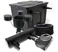 Juego de filtros estanque bio 12.000l UVC clarificador 36W 80W Bomba manguera 25m skimmer Jardin