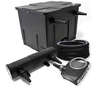 Juego de filtros estanque bio 12000L UVC Clarificador con 24 W 80 W Bomba y manguera de 25m jardin