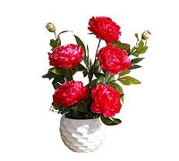 Juego de flores artificiales de peonía falsa ramo de flores de seda para el hogar, sala de estar, mesa de comedor, decoración floral de fiesta de boda para casa, mesa de oficina, decoración de