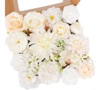 Juego de flores artificiales de seda con tallos para bricolaje, ramo de boda, decoración del hogar, rosas rosadas, arreglo floral sintético, boda, fiesta, baby shower centros de mesa (B)