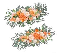 Juego de flores de arco de boda, con rosas artificiales de seda realistas, para exteriores para celebraciones de estilo occidental, para decoración de ceremonias y fotografía (naranja)