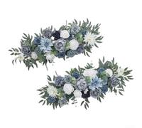 Juego de flores de arco de boda estilo occidental con rosas artificiales hechas de material de seda para decoración al aire libre y fotografía de eventos (azul)