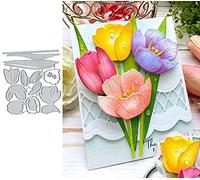 Juego de flores de tulipán, troqueles de metal, troqueles de corte de tarjetas de hojas de flores de primavera, papel decorativo, troqueles para hacer tarjetas