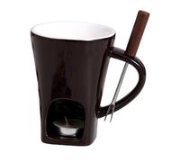 Juego de fondue - Taza de cerámica resistente al calor con tenedor, portavelas para chocolate caliente, elegante vajilla para servir, accesorios de mesa de alta calidad, mejor herramienta de postre