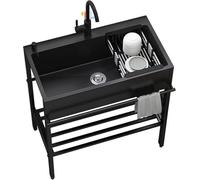 Juego de fregadero comercial de acero inoxidable 304 con grifo, lavabo independiente con banco de trabajo para cocina y uso al aire libre