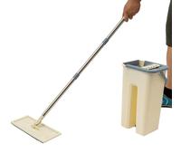 Juego de fregona con cubo de 8 l con 10 paños para limpiar, fregona ergonómica para paredes, así como para limpiar suelos, techos, ventanas y otras superficies