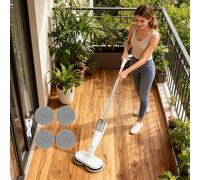 Juego de fregona eléctrica inalámbrica con función de rotación, función de pulverización de agua de doble rotación, depósito de agua extraíble de 200 ml para suelos de madera, baldosas y