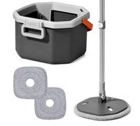 Juego de fregona Relaxdays, Cubo de 6 l con depósito de Agua Limpia, Gris