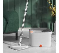 Juego de fregona y Cubo divididos, fregona giratoria y Cubo con 6 Cabezales giratorios, fregona Plana de Microfibra húmeda y Seca, Cabezal Giratorio de 360° para Uso en Todas Las Superficies