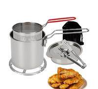 Juego de freidora compacta - Mini olla de cocina, aparato de acero inoxidable, cesta incluida | Portátil casa Camping al aire libre entretenido aperitivo preparación práctica Durable