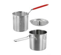 Juego de freidora de grasa profunda con cesta coladora y mango extendido, acero inoxidable, olla freidora profunda con tapa, freidora pequeña para ahorrar aceite, para freír pescado, camarones, pollo