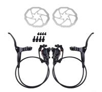 Juego de frenos de disco hidráulicos para bicicleta de montaña con pinzas de pistón dobles y rotores de 160 mm, palancas de aleación de aluminio para ciclismo MTB (frente izquierdo)