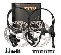 Juego de frenos hidráulicos para bicicleta de montaña con 4 calibradores de doble pistón, rotores de 160 mm premontados con adaptador IS/PM