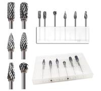 Juego de fresas, CTRICALVER bits de herramienta rotativa 6 piezas, broca para amolar de doble flauta 3 * 6 mm, broca para herramienta rotativa de acero de tungsteno, adecuada para madera, tallado
