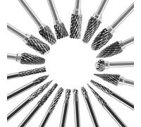 Juego de fresas de carburo de tungsteno de 1/8 (3 mm), brocas de amoladora de troquel, 20 brocas de corte para Dremel, juego de fresas giratorias de doble corte para tallado de metal, grabado,