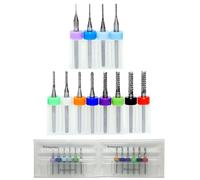 Juego de fresas de extremo de acero de tungsteno CNC para fresado de extremo de fresado de perforación de brocas para placa de circuito PCB, plástico, fibra, madera, cobre, 0,5~3,175 mm, juego de 12