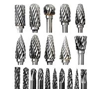 Juego de fresas de metal duro para molinillos rotatorios de 1/8 pulgadas, Shank 20 unidades, doble corte, compatible con accesorios Dremel para tallar madera