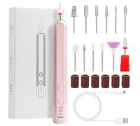 Juego de fresas de uñas eléctricas, 12 en 1, recargable, profesional, eléctrico, taladro de uñas, juego de brocas de uñas portátil con bandas de lijado, fresa de uñas eléctrica 18000 RPM para manicura