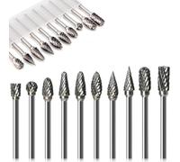 Juego de fresas giratorias de carburo, 10 piezas de vástago de 3 mm, 6 mm de diámetro de corte, brocas de carburo de doble corte para tallado y desbarbado de madera de metal, compatible con