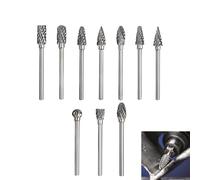 Juego De Fresas Rotativas De Carburo De Tungsteno - 10 Piezas Con Vástago De 1/8" Para Tallado En Madera, Pulido De Metales, Grabado Y Taladrado, Ideal Para Bricolaje Fresas Para Metal